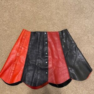 Vintage 100% Leather Scalloped Skirt Harley Quin Goth Emo 90s